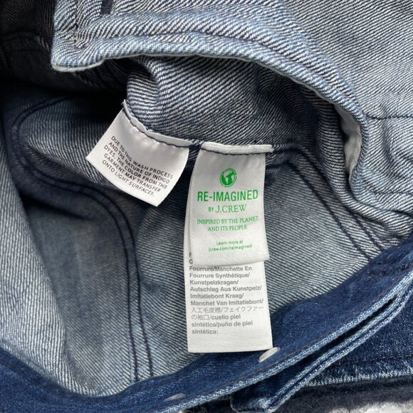 J. Crew Denim Jean Jacket With Faux Fur Collar & Cuffs Women's 2XS XXS - Picture 6 of 8